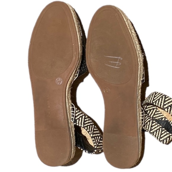 Lucky Brand Sandals Womens 9M Black Cream Renka Espadrille Woven Ankle Strap - Picture 6 of 9